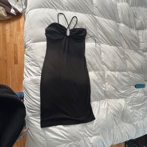 Black Midi Crossover Cami Dress